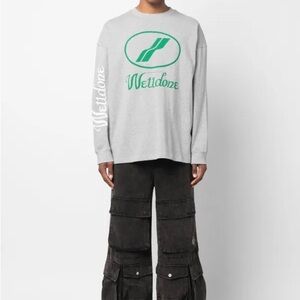 Gray and Green We11done Sweatshirt One Size Unisex Men and Women XL